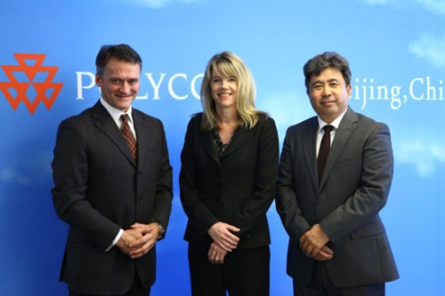 Polycom��̫�^(q��)�����ձȺ����������ޅ^(q��)����Hansjoerg Wagner (��һ)��Polycomȫ���N�ۈ�(zh��)�и�����Tracey Newell(����)��Polycom�Ї��^(q��)����(j��ng)�����(��һ)